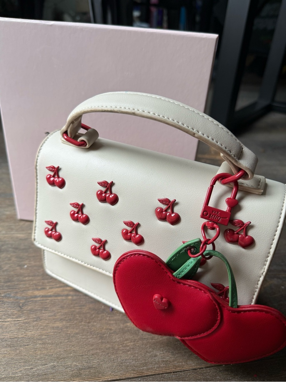 Betsey Johnson Cherry Mini Bag Set 🍒 Micro Purse + Bag Charm EUC